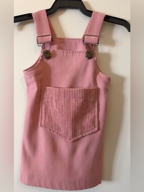 Pink Corduroy Pocket Pinafore Dress